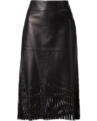 Черная кожаная юбка-карандаш с вырезом от Dion Lee