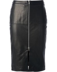 Черная кожаная юбка-карандаш с вырезом от Muu Baa