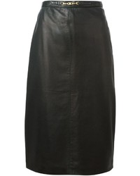 Черная кожаная юбка-карандаш от Celine