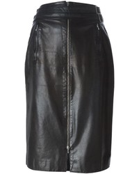 Черная кожаная юбка-карандаш от Christian Dior