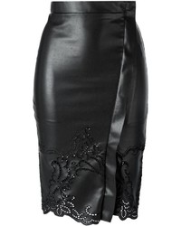 Черная кожаная юбка-карандаш от Ermanno Scervino