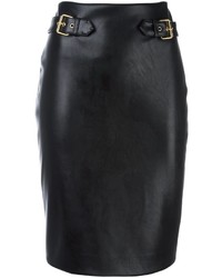 Черная кожаная юбка-карандаш от Moschino