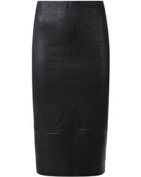 Черная кожаная юбка-карандаш