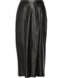 Черная кожаная юбка-миди со складками от ADAM by Adam Lippes