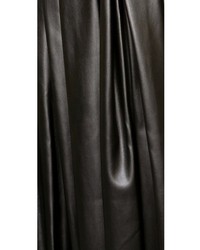 Черная кожаная юбка-миди со складками от DKNY