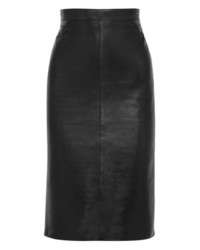 Черная кожаная юбка-миди от Givenchy