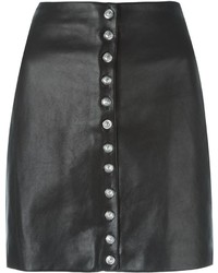 Черная кожаная юбка на пуговицах от Versus