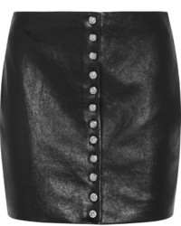 Черная кожаная юбка на пуговицах от Versus