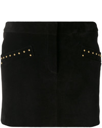 Черная кожаная юбка от Saint Laurent