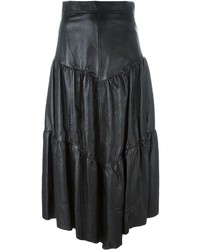 Черная кожаная юбка от Saint Laurent