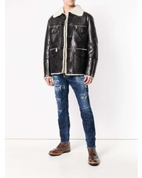 Мужская черная короткая дубленка от DSQUARED2