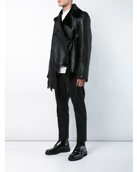 Мужская черная короткая дубленка от Ann Demeulemeester