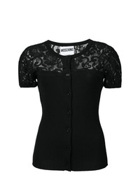 Женская черная кофта с коротким рукавом от Moschino