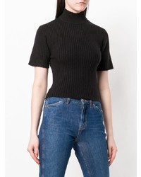 Женская черная кофта с коротким рукавом от Staud