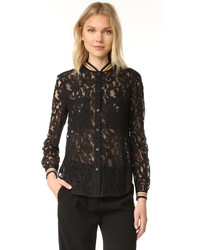 Черная кружевная блуза на пуговицах от BCBGMAXAZRIA