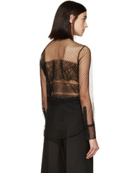 Черная кружевная блуза на пуговицах от Valentino