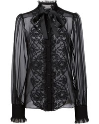 Черная кружевная блуза на пуговицах от Dolce & Gabbana