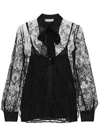 Черная кружевная блуза на пуговицах от Emilio Pucci