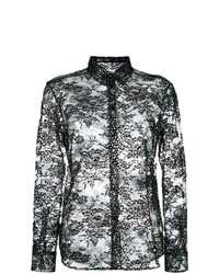 Черная кружевная блуза на пуговицах от Saint Laurent