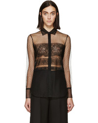 Черная кружевная блуза на пуговицах от Valentino