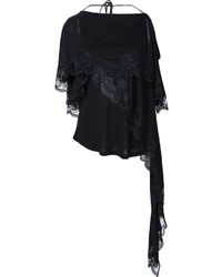 Черная кружевная блуза с коротким рукавом от Givenchy