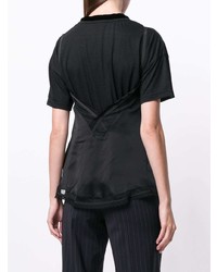 Черная кружевная блуза с коротким рукавом от Sacai