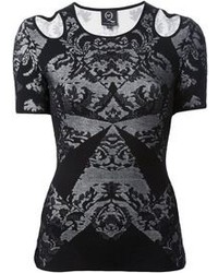 Черная кружевная блуза с коротким рукавом от McQ by Alexander McQueen