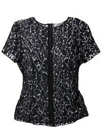 Черная кружевная блуза с коротким рукавом от Nina Ricci