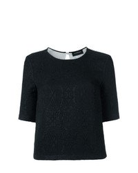 Черная кружевная блуза с коротким рукавом от Olympiah