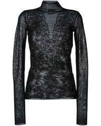 Черная кружевная блузка в стиле пэчворк от Lanvin