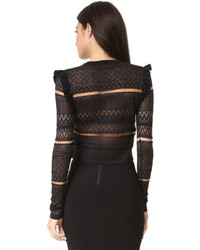 Черная кружевная блузка с геометрическим рисунком от MCQ