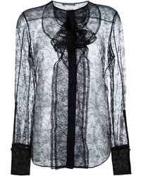 Черная кружевная блузка с длинным рукавом от Alexander McQueen