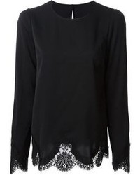 Черная кружевная блузка с длинным рукавом от Dolce & Gabbana