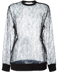 Черная кружевная блузка с длинным рукавом от Givenchy