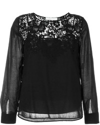 Черная кружевная блузка с длинным рукавом от See by Chloe