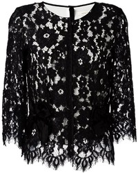 Черная кружевная блузка с цветочным принтом от Marc Jacobs