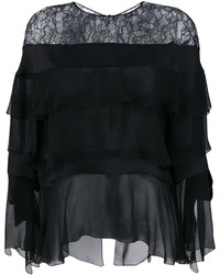 Черная кружевная блузка от Alberta Ferretti