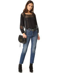 Черная кружевная блузка от Joie