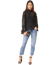 Черная кружевная блузка от Nanette Lepore