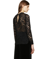 Черная кружевная блузка от Saint Laurent