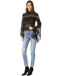 Черная кружевная блузка от MinkPink