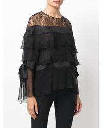 Черная кружевная блузка от Alberta Ferretti