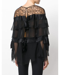 Черная кружевная блузка от Alberta Ferretti