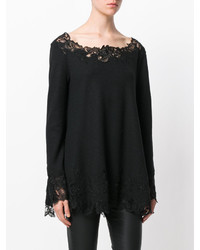 Черная кружевная блузка от Ermanno Scervino