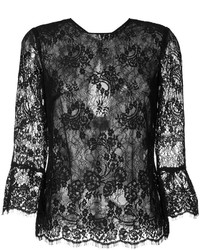 Черная кружевная блузка от Monique Lhuillier