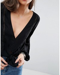 Черная кружевная блузка от Asos