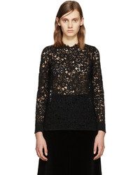 Черная кружевная блузка от Saint Laurent