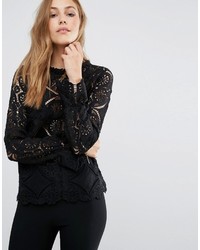 Черная кружевная блузка от Vila