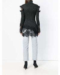 Женская черная кружевная водолазка от Philipp Plein