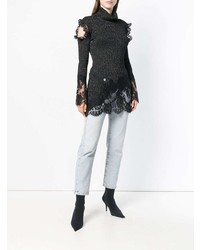 Женская черная кружевная водолазка от Philipp Plein